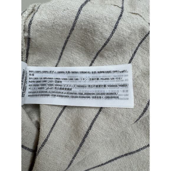 Abercrombie & Fitch Womens Linen Striped Button-Down Shirt Dress S Ivory Boho - Picture 11 of 14